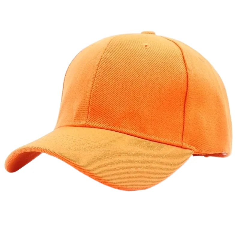 Men Women 6 Panel Plain Baseball Cap Adjustable Solid Twill Hats Orange Red Blue - £12.97 GBP+