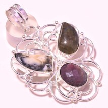 Labradorite Dendrite Opal &amp; Ruby Gemstone Fashion Pendant Jewelry 2&quot; SA 4795 - £4.00 GBP