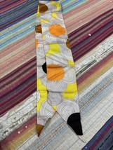 Vtg Mod Flower Circle Design Long Scarf Yellow Orange Brown 56” - $19.31