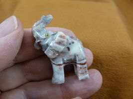 Y-ELE-31) little white red gray ELEPHANT SOAPSTONE stone figurine trunk ... - $8.99