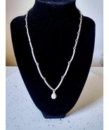 Vintage Nolan Miller Silver Tone Crystal Pendant  Necklace Signed - $27.67
