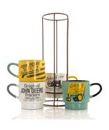 John Deere 13.50 Ounce Stackable Cup Set with Metal Rack - £52.13 GBP