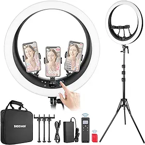 NEEWER Ring Light RP19H 19 inch with Stand and 3 Phone Holders, Upgraded... - £202.28 GBP