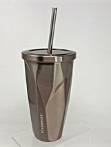 Starbucks Geometric 16oz Metal Stainless Steel Tumbler Rose Gold w/ Metal Straw - £31.20 GBP