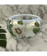 Fenton Vintage Hand Painted Floral Bowl Candle Holder Opalescent Iridescent - $1,010.52 MXN