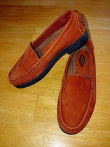 AZALEIA LADIES SUEDE LEATHER LOAFERS-6-BARELY WORN-BURNT ORANGE/RUST-NON... - £7.42 GBP