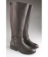 A New Day Women&#39;s Faux Brown Leather Wendy Tall Riding Buckle Boots - £15.68 GBP