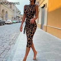 Women chic skinny leopard tank bodycon dress midi party sexy dress thumb200