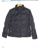 New LANDS END M 10 12 Black Quilted Puffy Down Semi-Fitted Fleece Collar... - £50.56 GBP