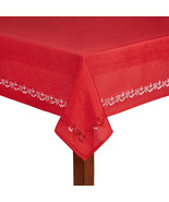 Anchor Ship&#39;s Wheel Nautical Cutwork Laser Cut Tablecloth 52&quot;L x 70&quot;W Red - $19.34