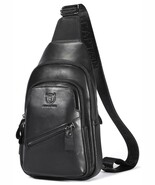 BULLCAPTAIN Mens Leather Sling Bag Outdoor Shoulder Crossbody Chest Bag ... - $42.98