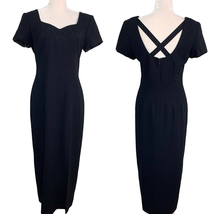 Liz Claiborne Dress Formal Vintage 8 Maxi Black Short Sleeve Lined New - £40.18 GBP