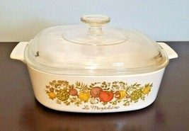 Vintage Corning Ware Spice of Life L&#39;Echalote A-2-B 2 Liter Casserole Dish w/Lid - £19.43 GBP