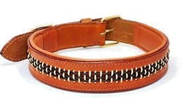 STG Genuine Leather Braided Tan Dog Collar All Breed Unisex Dog Collar in USA - £38.48 GBP