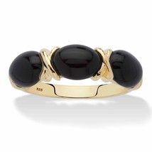 Womens Black Jade 14K Gold Over Sterling Silver &quot;X &amp; O&quot; Ring Size 6 7 8 9 10 - £197.73 GBP