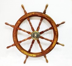 Halloween Captains VINTAGE Ship Wheel 36&quot; Wooden Decorative Wall Hanging Decor - £86.41 GBP