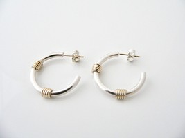 Tiffany &amp; Co Silver 18K Gold Triple Coil Hoop Hoops Earrings 18K Post Gi... - £486.73 GBP