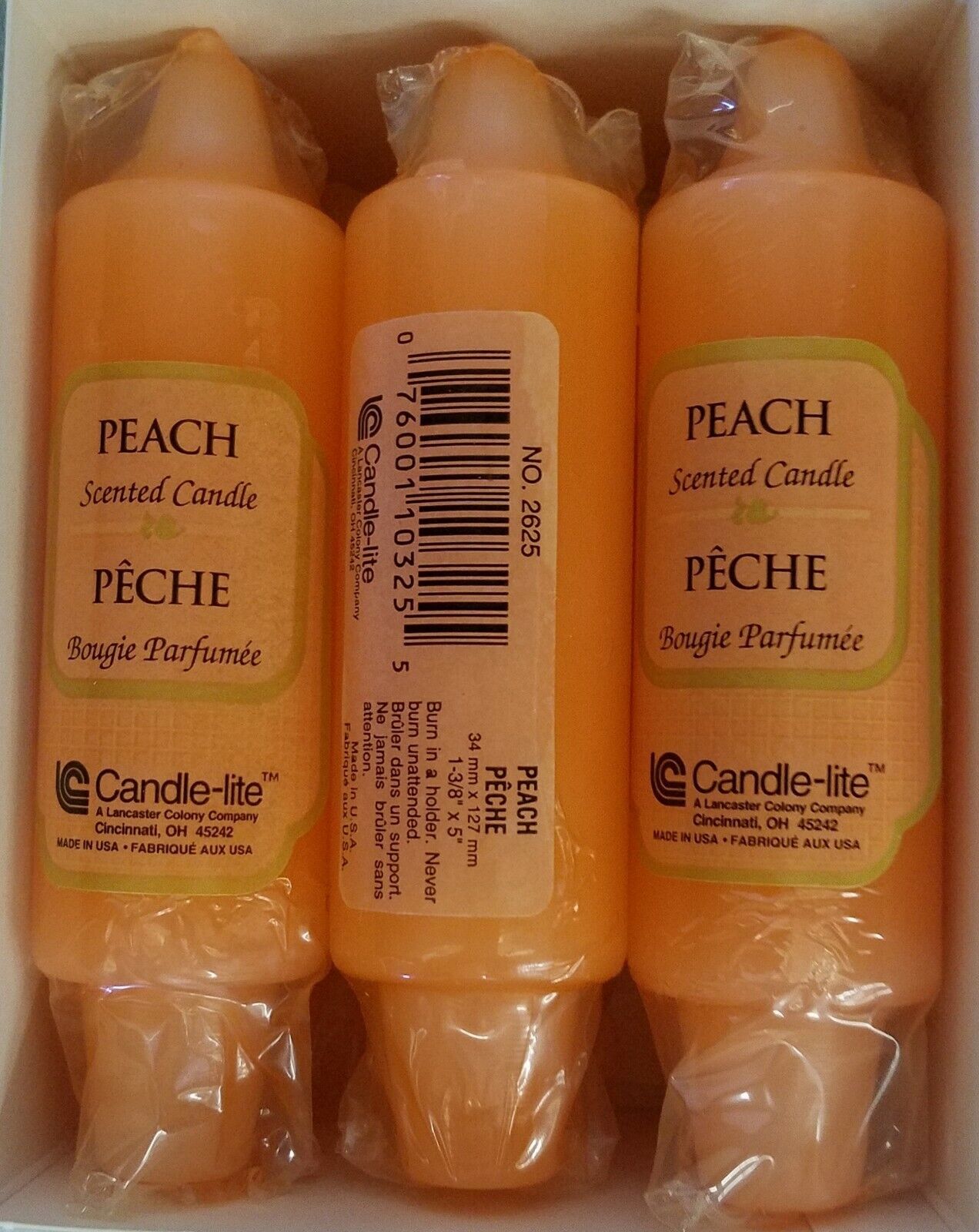 Colony Candle-lite 5" Carriage Candles Boxed Set of 6 Peach (Peach Scent) - $11.21