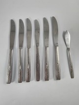 Qty 7 Oneida Stainless 6 Knives 1 Butter Knife Autumn Memory Textured 1971 MCM - £11.60 GBP