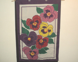 New Creative Enterprises 1994 Pansy Flag Decorative Vertical 42&quot; x 28.5&quot; - £11.63 GBP