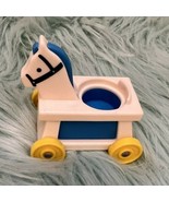 VTG Fisher Price Little Riders Horse Blue White Little People Toy Wheels - $27.16 CAD