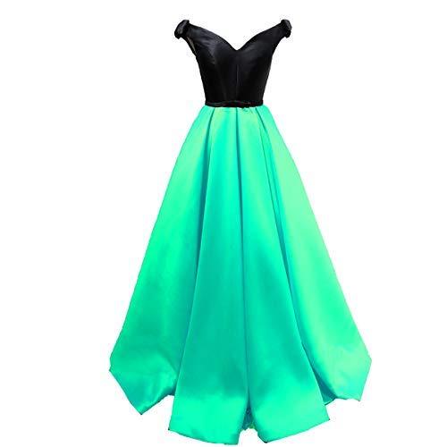 Off The Shoulder Black Top Long Formal Prom Evening Dress Party Gown Mint US 2