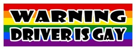 Warning driver is gay LGBT Gay Lesbian diversity decal sticker 3 x 9 - £3.10 GBP