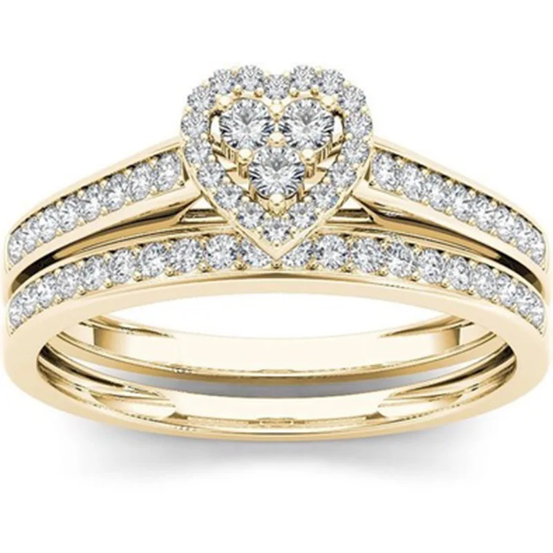 House Home Mifeiya Luxury Wedding Engagement Lover&#39;s Ring Set Bling Iced Out Geo - £19.93 GBP