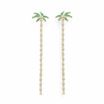 14K Yellow Gold Plated Created Diamond Coconut Palm Tree Design Journey Earrings - £133.88 GBP