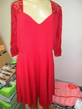 Women’s Dress Sheath Lace Sleeves V Neck Midi Sexy &amp; Elegant XXL RED NEW - £14.92 GBP