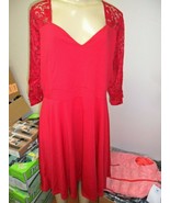 Women’s Dress Sheath Lace Sleeves V Neck Midi Sexy &amp; Elegant XXL RED NEW - $18.69