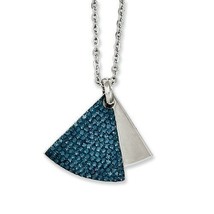 NEW Stainless Steel Blue Crystals & Brushed Triangles 20 inch Necklace - £38.94 GBP