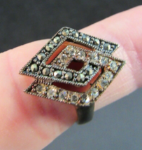 Estate Sale! Sterling Silver &amp; Marcasite Ring .925 Size 8 4.8g Signed &quot;Arian&quot; - $32.71