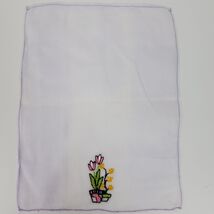 Vintage Embroidery Flower Purple Doily 10.5x8 Inch Pink White Green - $15.48 CAD