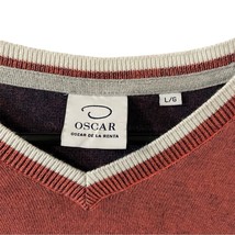 OSCAR Oscar de la Renta V-Neck Cotton Pullover Heather Sweater Rust Oran... - $24.19