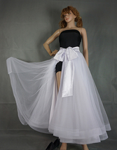 WHITE Fluffy Full Tulle Skirt Women A-line Layered Tulle Skirt for Wedding image 4