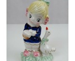 Vintage Little Girl With Goose Figurine 6.5&quot; Tall - $10.66