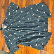 Denim &amp; Flower Men's Slim Fit Flamingo Print Short Sleeve Shirt Blue M - $20.79