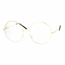 Super Oversized Clear Lens Glasses Round Circle Metal Frame Uv 400 - £16.53 GBP