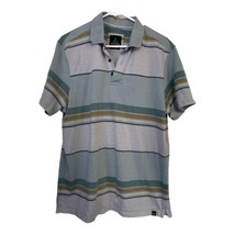 prAna Shirt Men’s Large Tan Green Stripe Short Sleeve Dominic Crew - £13.62 GBP