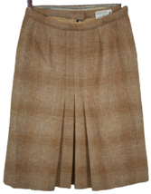 Vtg Adrew Stewart Pirnspun Scottish Tweed Skirt Brown Plaid Pleated 27&quot; ... - $14.85