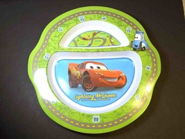 Pixar CARS melamine 2 part divided plate green race track rim by First Y... - $4.25