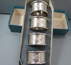 4 Colonial Pewter by Boardman Engraved D B C Napkin Rings Tadelus Engraver - £15.33 GBP