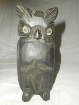 MCM Black Forest Wood Owl Wall Pocket or Match Stick Holder Yellow Plastic Eyes - £22.77 GBP