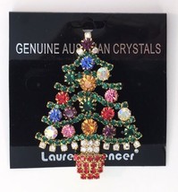 Lauren Spencer Genuine Austrian Crystal Christmas Tree Brooch Pin Colorful - £18.53 GBP