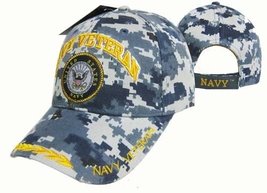 K&#39;s Novelties Navy Veteran Blue ACU Digital Camo Embroidered Shadow Black Cap Ha - £7.87 GBP