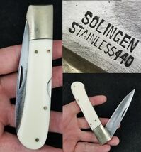 vintage Solingen &quot;Bear Hunter&quot; pocket knife large Stainless 440 ESTATE SALE - $595.69 MXN