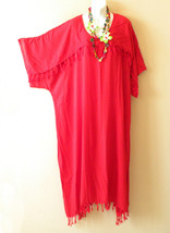 KD333 Red Solid Batik Kaftan Plus Caftan Kimono Tunic Hippy Maxi Dress u... - £23.95 GBP