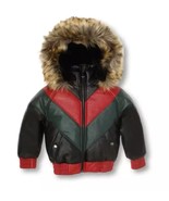 REDFOX DAKOMA PADDED BOMBER JACKET WITH FAUX FUR (BLK/RED/GRN) - $29.40
