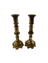 Pair of Vintage Solid Brass Candlesticks Set 2 Made in Mexico 8 Inch Tall Heavy  - £15.88 GBP